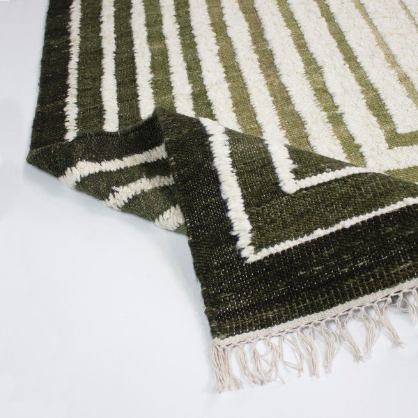 Zeleni ručno rađen tepih od mješavine vune 160x230 cm Boucle Frame – Flair Rugs-image-3