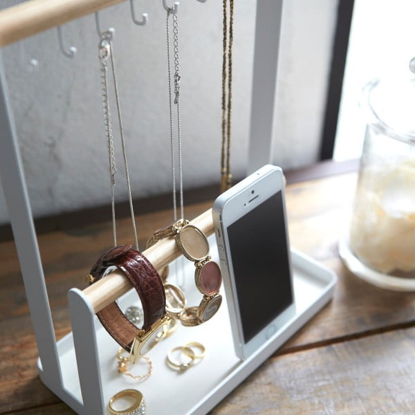 Bijela višenamjenski stalak s detaljima bukovine YAMAZAKI Tosca-image-2