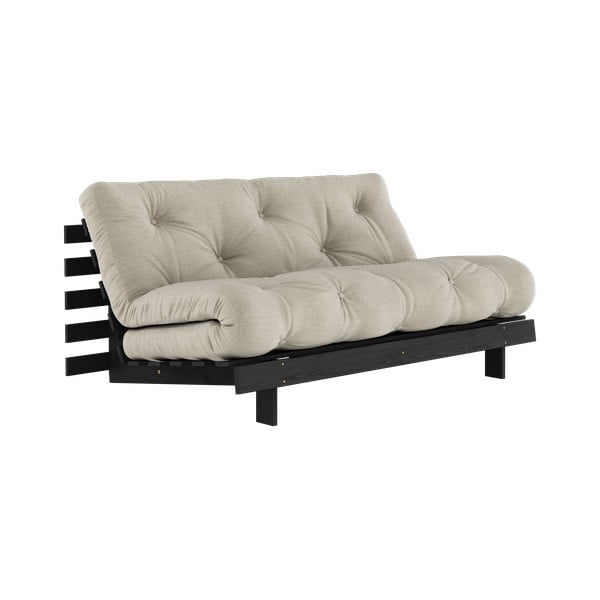Siva/bež lanena sklopiva sofa 160 cm Roots Black Night – Karup Design