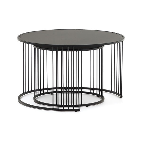 Okrugli pomoćni stol sa staklenom pločom stola ø 75 cm Hadar – Kave Home-image-2