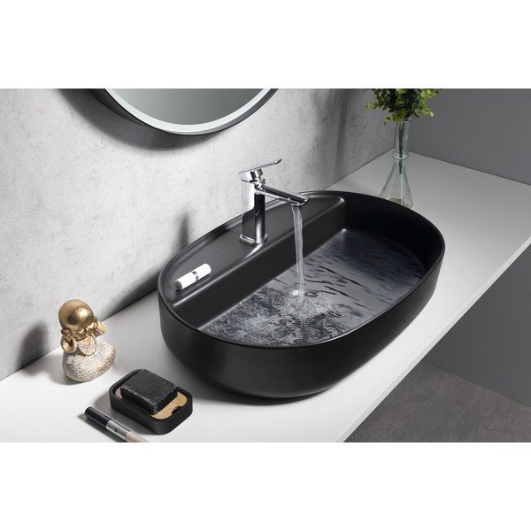 Crni keramički umivaonik 60x40 cm Infinity Oval – Sapho-image-4