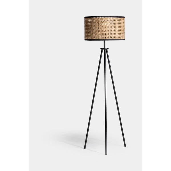 Crna/u prirodnoj boji stojeća svjetiljka sa sjenilom od ratana (visina 130 cm) – Burkina