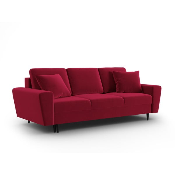 Crvena baršunasti sklopiva/s prostorom za odlaganje sofa 235 cm Kyoto – Cosmopolitan Design-image-1