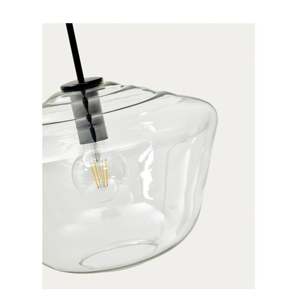 Crna viseća svjetiljka sa staklenim sjenilom ø 34 cm Mao – Kave Home-image-3