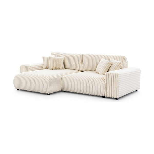 Krem sklopiva/s prostorom za odlaganje kutna garnitura od samta (s lijevim kutom) Sarina – Ropez