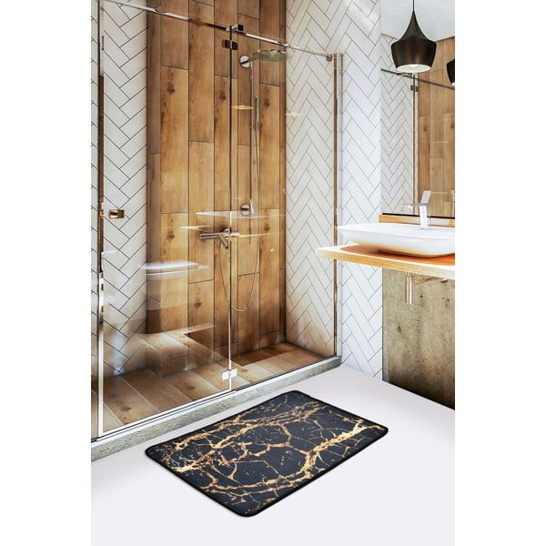 Crna-zlatna kupaonska prostirka 60x40 cm Goldes - Foutastic-image-1