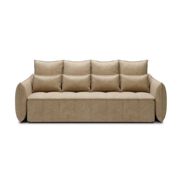Svjetlo smeđa baršunasti sklopiva/s prostorom za odlaganje sofa 242 cm Weltton – ELTAP