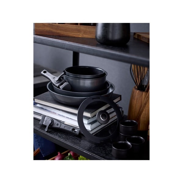 Aluminijski set tava s ručkom koja se može skinuti 2 kom s poklopcem/s neprianjajućom površinom 2,4 l – Holm-image-3