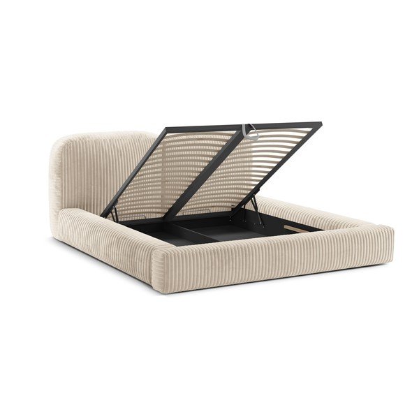 Bež tapecirani bračni krevet s prostorom za odlaganje s podnicom 180x200 cm Martina – Micadoni -image-2