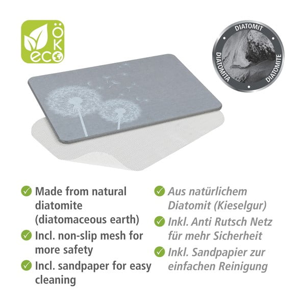 Siva kupaonska prostirka od dijatomita 39x60 cm Astera – Wenko-image-3