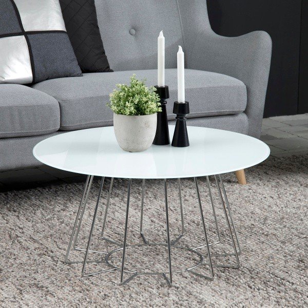 Bijeli stolić za kavu Actona Casia, ⌀ 80 cm-image-1