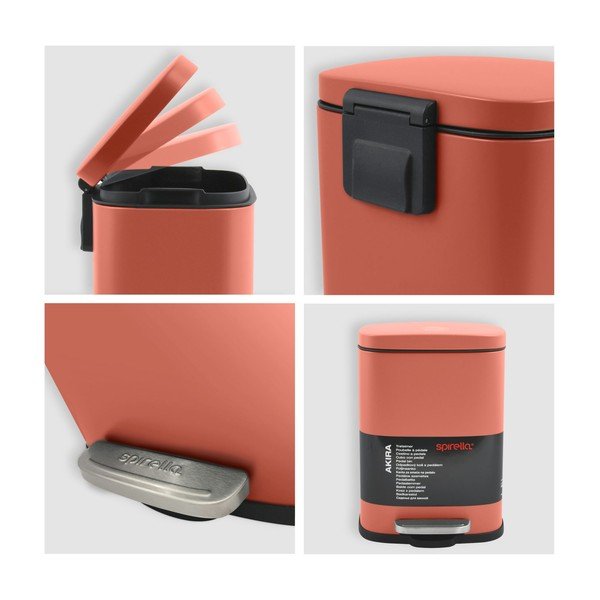 Željezna kanta za smeće s pedalom boja terakote 5 l   Akira – Spirella-image-3