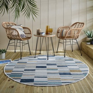 Žuti /plavi okrugao unutarnji i vanjski tepih ø 160 cm Rosco Geo – Flair Rugs
