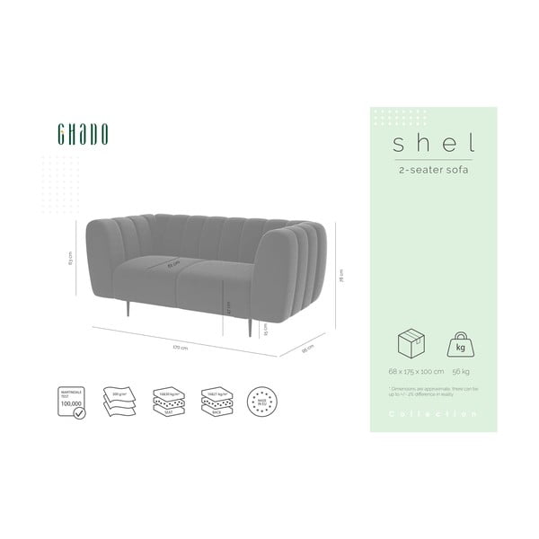 Tamnosiva baršunasta sofa Ghado Shel, 170 cm-image-4