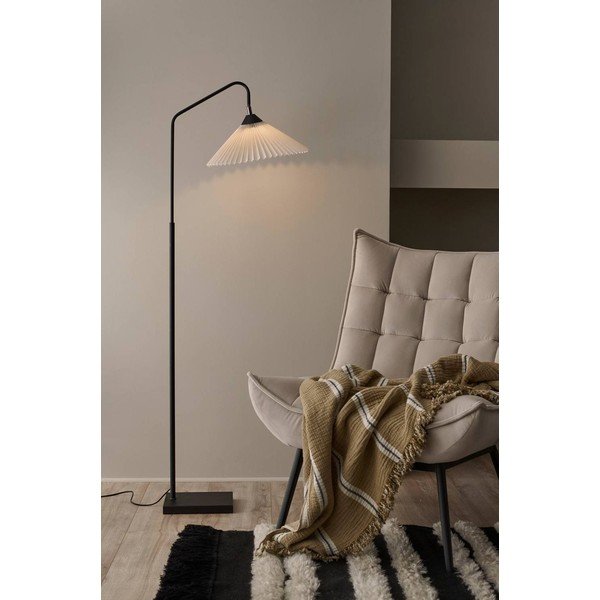 Crna/krem tekstilna stojeća svjetiljka sa savitljivom konstrukcijom (visina 155 cm) Kate – Ellos Home-image-1