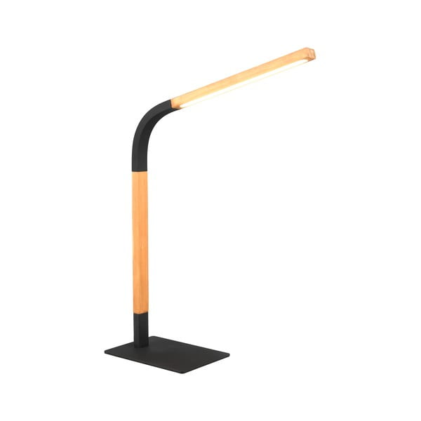 Crna/u prirodnoj boji LED stolna lampa s mogućnosti zatamnjivanja s drvenim sjenilom (visina 73,5 cm) Norris – Trio-image-3