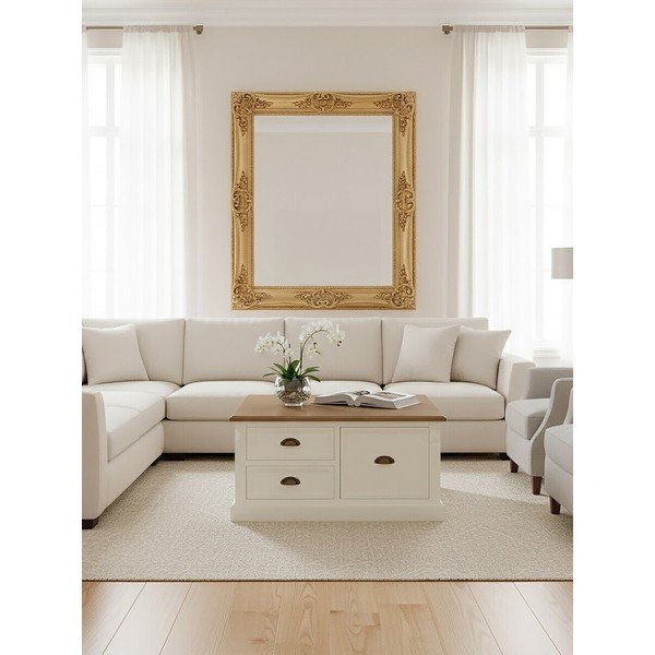 Bijeli stolić za kavu u dekoru jelke 90x90 cm Hardwick – Premier Housewares-image-3