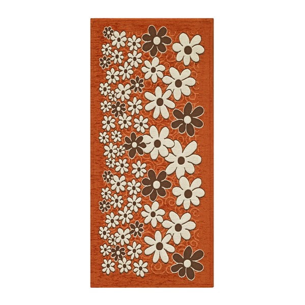 Narančasti vrlo izdržljiv kuhinjski tepih Webtappeti Margherite Arancione, 55 x 190 cm