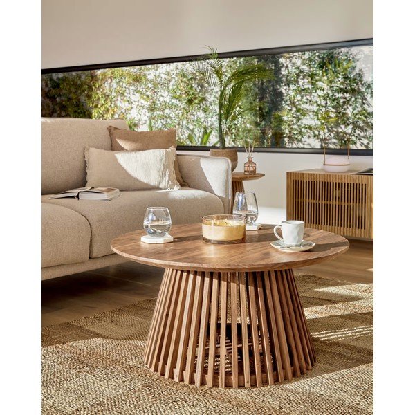 Stolić za kavu od tikovine Kave Home Irune, ⌀ 80 cm-image-1