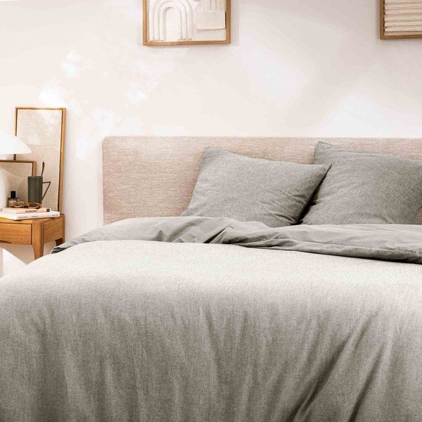 Siva 3-dijelna pamučna posteljina za bračni krevet/za produženi krevet 240x220 cm Meline – douceur d'intérieur-image-1