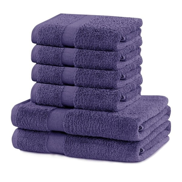Set od 2 pamučna ljubičasta velika ručnika i 4 mala ručnika DecoKing Marina