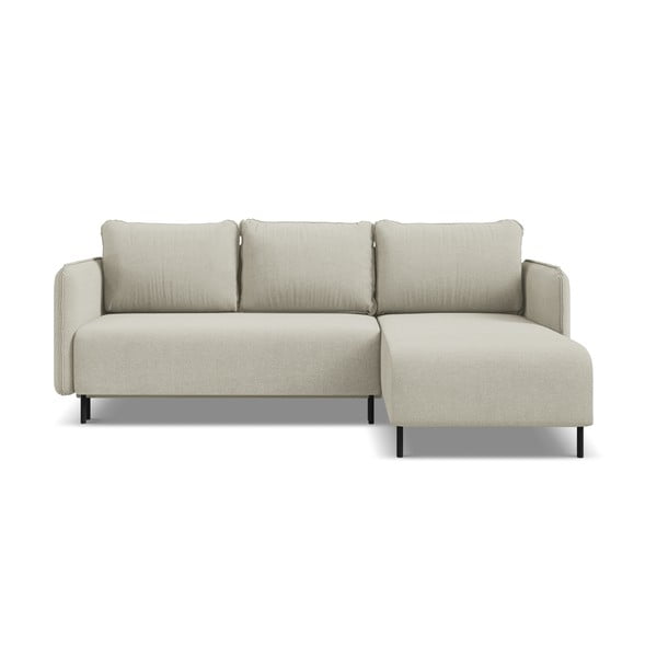 Bež sklopiva/s prostorom za odlaganje kutna garnitura (s desnim kutom) Luana – Makamii