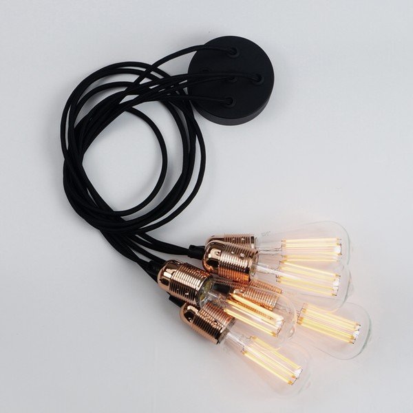 Petodijelna viseća lampa s detaljima u boji bakra Bulb Uno Attack-image-4