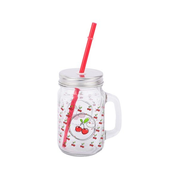 Staklena staklenka sa slamom Tantitoni Cherry, 475 ml