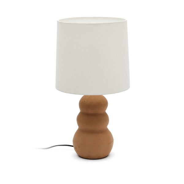 Bijela/smeđa stolna lampa s tekstilnim sjenilom (visina 55 cm) Madsen – Kave Home