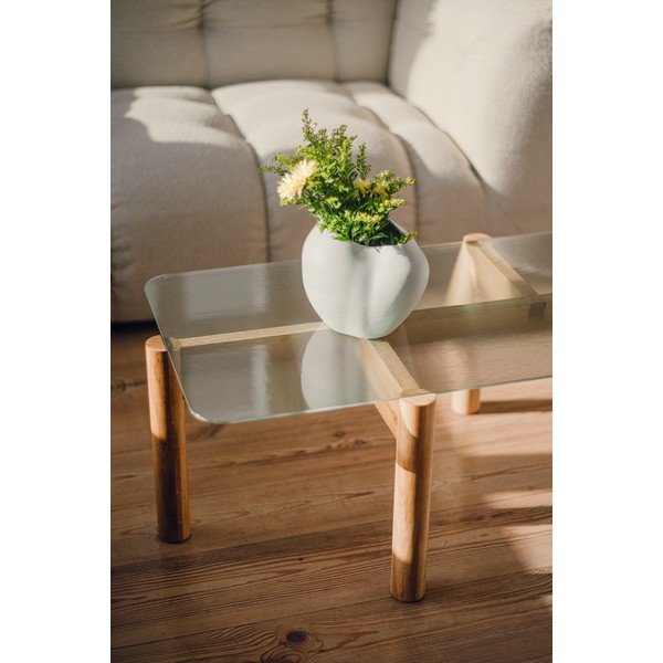 Stolić za kavu sa staklenom pločom stola u prirodnoj boji 55x105 cm Kob – noo.ma-image-3