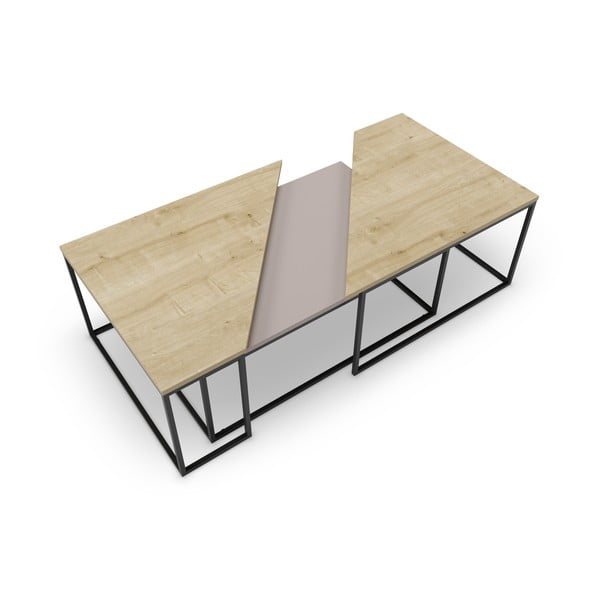 Stolići za kavu u setu 3 kom s pločom stola u dekoru hrasta 70x110 cm Titan – Marckeric-image-4