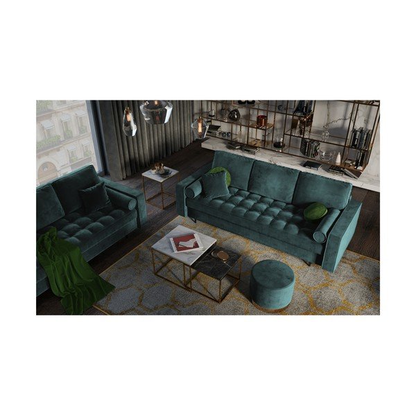 Petrolej zeleni baršunasti kauč na razvlačenje Milo Casa Santo-image-1