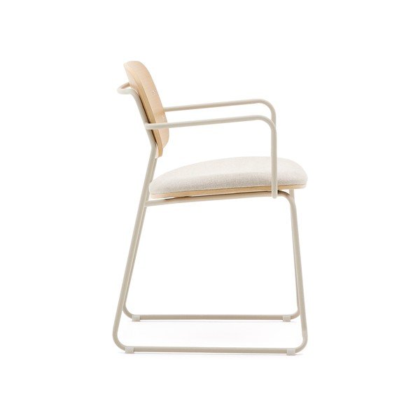 Bež/u prirodnoj boji metalna blagovaonska stolica s naslonima za ruke Meli – Kave Home-image-3