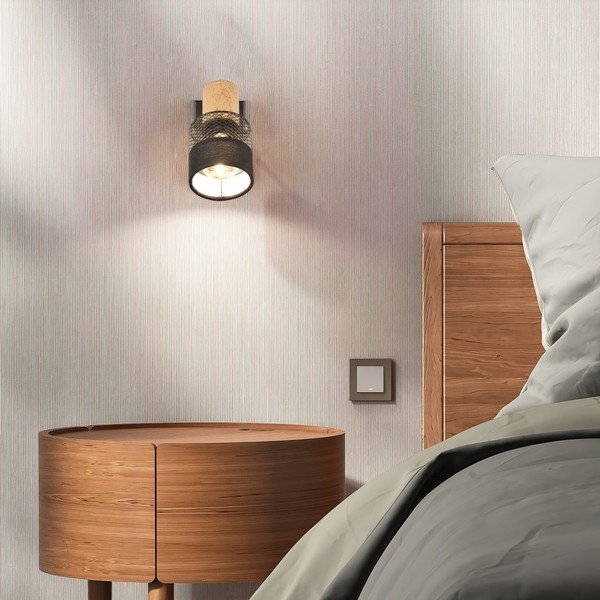 Crna/u prirodnoj boji zidna lampa ø 7 cm Nandini – Trio-image-1