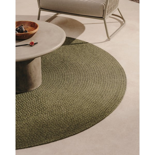 Zeleni okrugli vanjski tepih od recikliranih vlakna ø 200 cm Despas – Kave Home-image-1