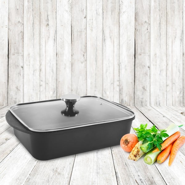 Aluminijska neprianjajuća posuda za pečenje sa staklenim poklopcem Orion Grande, 35 x 22,5 cm-image-1