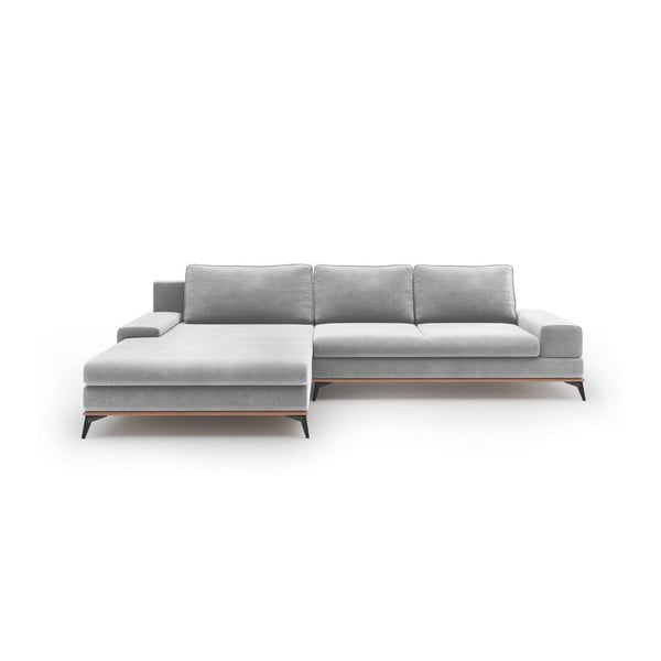 Svijetlo sivi kauč na razvlačenje s baršunastim pokrivačem Windsor &amp; Co Sofas Astre, lijevi kut