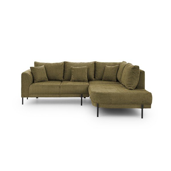 Zelena kutna garnitura od šenila (s desnim kutom/u obliku slova L) Mauris  – Ropez