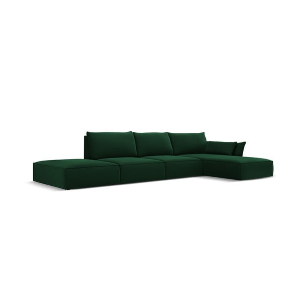 Tamno zelena baršunasti kutna garnitura (s desnim kutom/s ležaljkom) Vanda – Mazzini Sofas-image-2