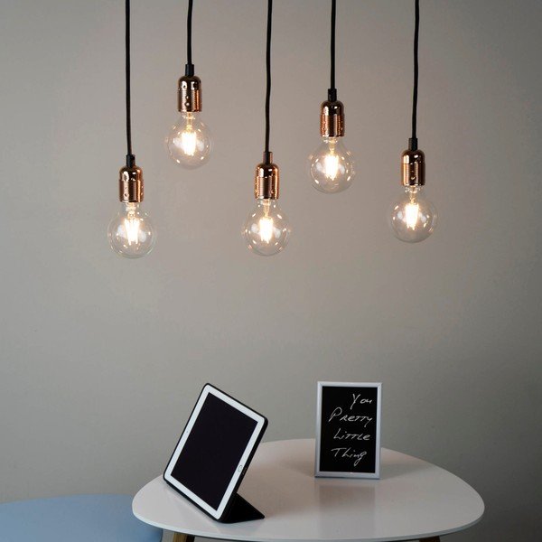 Petodijelna viseća lampa s detaljima u boji bakra Bulb Uno Attack-image-1