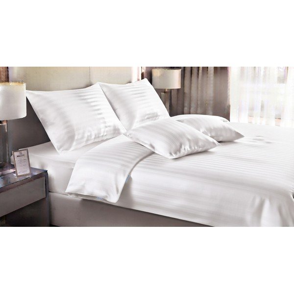 Bijela 3-dijelna posteljina za krevet za jednu osobu 140x200 cm Hotel stripe – JAHU collections