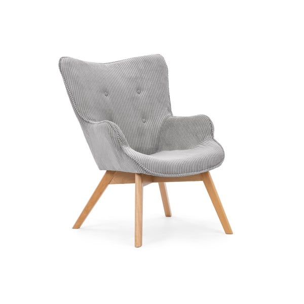 Siva fotelja od samta Niko – Ropez