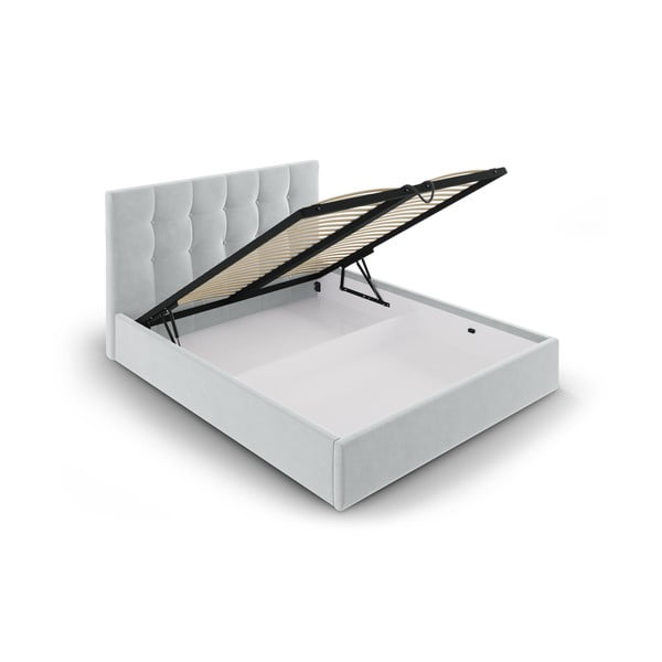 Svijetlo sivi bračni krevet od baršuna Mazzini Kreveti Nerin, 160 x 200 cm-image-3