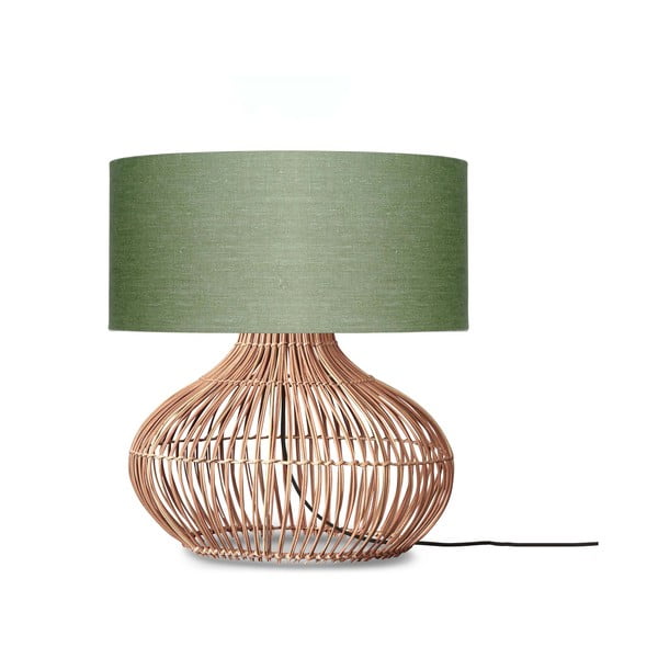 Zelena/u prirodnoj boji stolna lampa s tekstilnim sjenilom (visina 60 cm) Kalahari – Good&Mojo