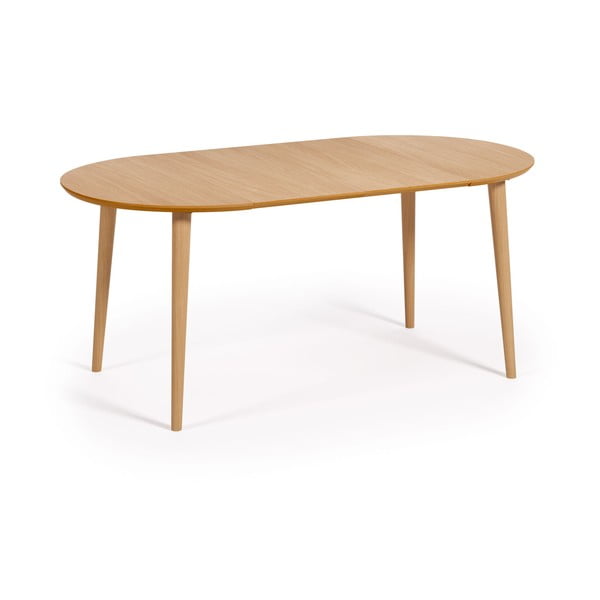 Okrugli proširiv blagovaonski stol u dekoru hrasta u prirodnoj boji ø 90 cm Oqui – Kave Home-image-4