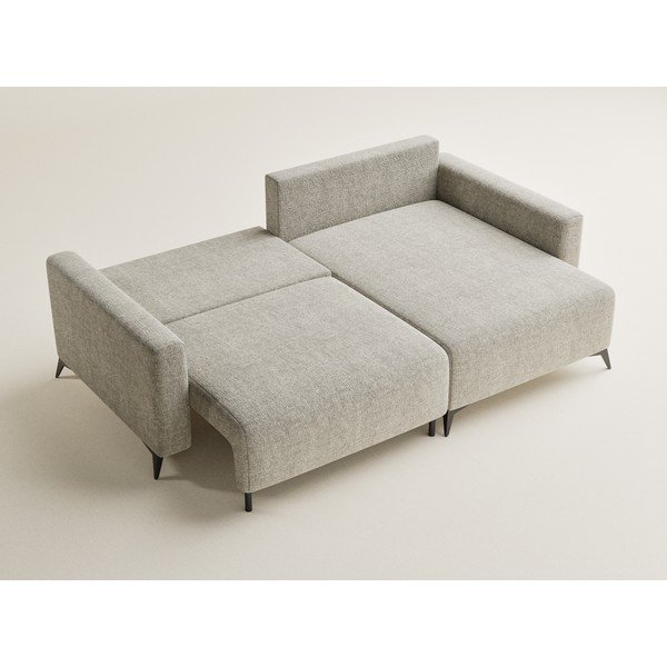 Bež sklopiva/s prostorom za odlaganje kutna garnitura od šenila (s desnim kutom/s ležaljkom) Leon – Maison de Rêve-image-3