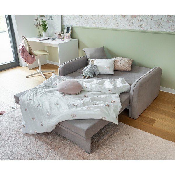 Svijetlo siva sklopiva/s prostorom za odlaganje sofa od šenila 155 cm Laine – ELTAP-image-3