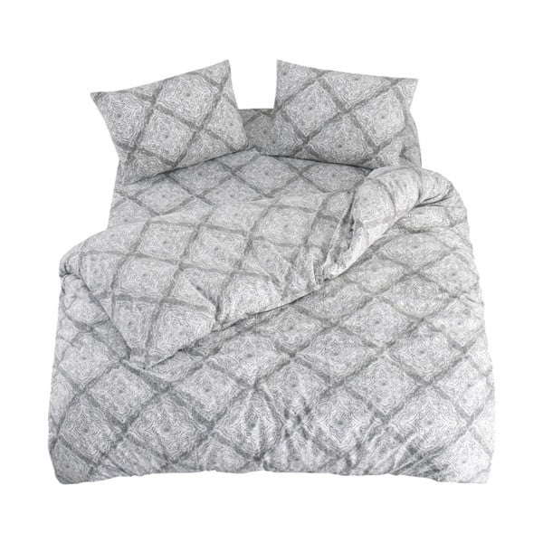 Siva posteljina za bračni krevet/za produženi krevet s uključenom plahtom/4-dijelna 200x220 cm Geometric – Mila Home