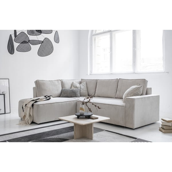 Bijela sklopiva kutna garnitura od samta (s lijevim kutom) Brave Dave – Miuform-image-3