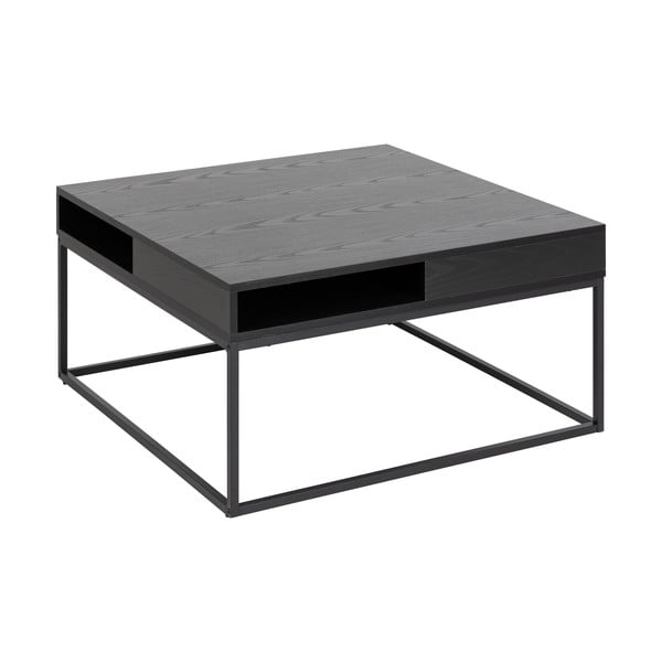 Crni stolić za kavu s pločom stola u dekoru jasena 80x80 cm Willford – Actona